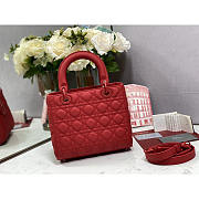 Dior Medium Lady Dior Bag Jade Red 24cm - 2