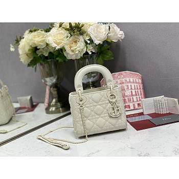 Dior Mini Lady Dior Bag Latte White 17cm