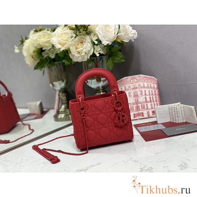 Dior Mini Lady Dior Bag Latte Red 17cm - 1