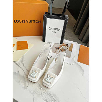 Louis Vuitton LV Leather Block Heels Party White