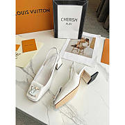 Louis Vuitton LV Leather Block Heels Party White - 5