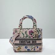 Dior Medium Lady D-lite Natural Multicolor Raffia Petites Fleurs 24 x 20 x 11 cm - 1