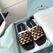 Prada Embroidered Fabric Slides Black Beige - 1