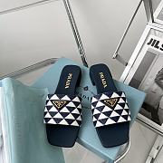 Prada Embroidered Fabric Slides Black Blue - 1