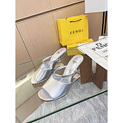 Fendi First Silver Leather High-Heeled Sandals 10cm - 3