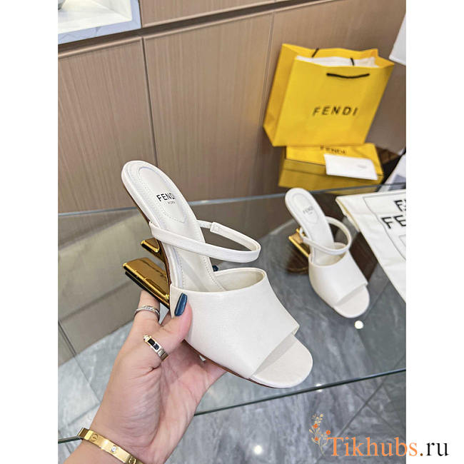 Fendi First White Leather High-Heeled Sandals - 1