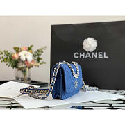 Chanel Denim Blue Quilted Wallet On Chain 19cm - 6