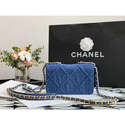 Chanel Denim Blue Quilted Wallet On Chain 19cm - 4