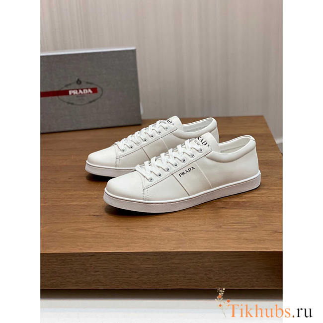 Prada Brushed Leather And Leather Sneakers White - 1
