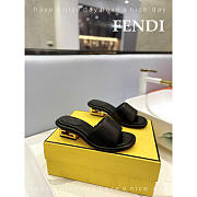 Fendi Baguette Nappa Leather Slides Black  - 1