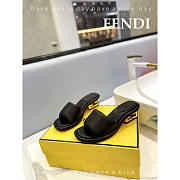 Fendi Baguette Nappa Leather Slides Black  - 4