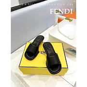 Fendi Baguette Nappa Leather Slides Black  - 2