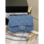 Chanel Mini Flap Bag Denim & Silver-Tone Metal Blue 19cm - 1