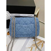 Chanel Mini Flap Bag Denim & Silver-Tone Metal Blue 19cm - 5