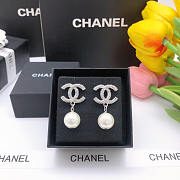 Chanel Crystal Pearl Drop Earrings - 1