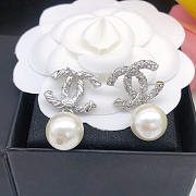 Chanel Crystal Pearl Drop Earrings - 4