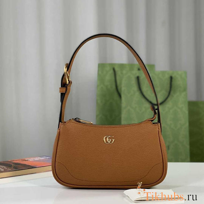 Gucci Aphrodite Shoulder Bag With Double G Brown 21x12x4cm - 1