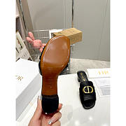 Dior Black Leather 30 Montaigne Slide Sandals Heel 4cm - 5