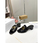 Dior Black Leather 30 Montaigne Slide Sandals Heel 4cm - 2