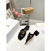 Dior Black Leather 30 Montaigne Slide Sandals Heel 4cm - 4