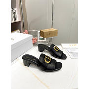 Dior Black Leather 30 Montaigne Slide Sandals Heel 4cm - 3
