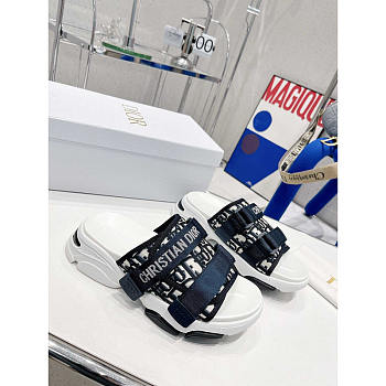 Dior D-Wander Sandals Technical Fabric Oblique Print Dark Blue