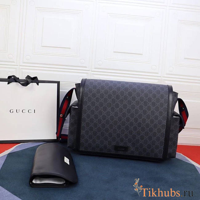 Gucci GG Supreme Diaper Bag Black 44x28x14cm - 1