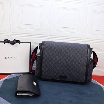 Gucci GG Supreme Diaper Bag Black 44x28x14cm