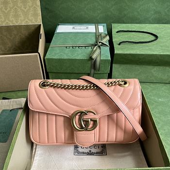 Gucci GG Marmont Small Shoulder Bag Peach Leather 26x15x7cm