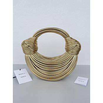 Bottega Veneta Double Knot Handbag Gold 22x15.5x6.5cm