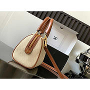 Celine Triomphe Small Boston Bag Fabric And Calfskin Tan 19.5x14x7.5cm - 3