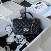 Chanel Mini Handle Lambskin Gold Hardware Black 20cm - 1