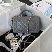 Chanel Top Handle Flap Bag Grey Light Gold 20x12x6cm - 4