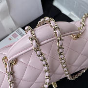 Chanel Top Handle Flap Bag Pink 20x12x6cm - 4