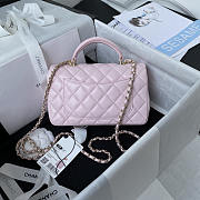 Chanel Top Handle Flap Bag Pink 20x12x6cm - 5