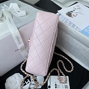 Chanel Top Handle Flap Bag Pink 20x12x6cm - 3
