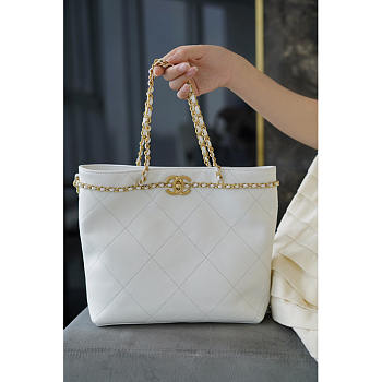 Chanel Tote Small Handbag White 31x24x7cm