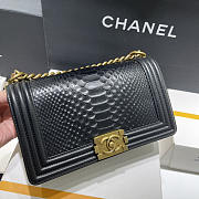 Chanel LeBoy Python Skin Shoulder Bag Black Gold 25cm - 2