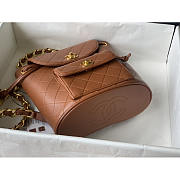 Chanel Backpack Lambskin Duma Gold Hardware Brown 21x10x20.5cm - 4