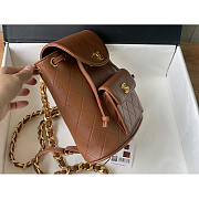 Chanel Backpack Lambskin Duma Gold Hardware Brown 21x10x20.5cm - 3