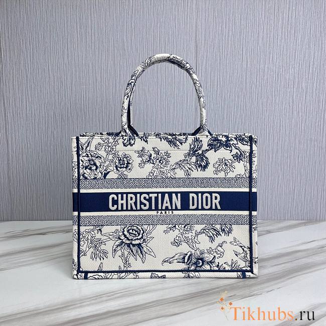 Dior Medium Book Tote Blue White 36.5cm - 1