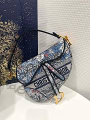 Dior Saddle Denim Multicolor Jardin Magique 25.5 x 20 x 6.5 cm  - 1