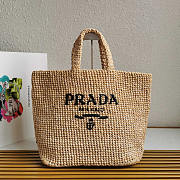 Prada Raffia Tote Bag Natural 40x34x16cm - 1