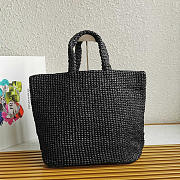 Prada Raffia Tote Bag Black 40x34x16cm - 3