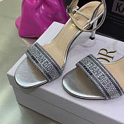 Dior Dway Heeled Sandal Silver-Tone Cotton Metallic 6.5cm and 10cm - 5