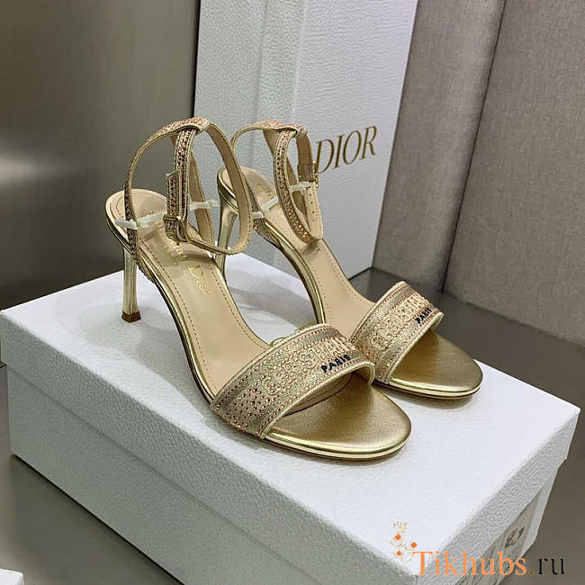 Dior Dway Heeled Sandal Gold-Tone 6.5cm and 10cm - 1