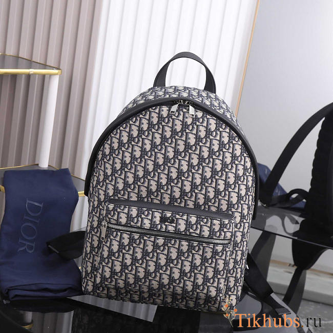 Dior Backpack Rider Beige and Black Oblique Jacquard 30x42x15cm - 1