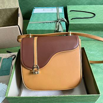 Gucci Equestrian Inspired Shoulder Bag Cuir Brown 21x20x7cm