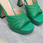 Gucci Women's Heeled Slide Sandal Green 15cm - 4