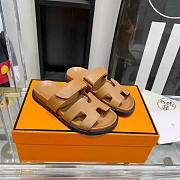 Hermes Chypre Sandal Naturel Calfskin Leather Brown - 1